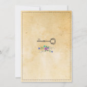New Home Sweet HouseWarming Floral Key Cute Invite Kaart (Achterkant)