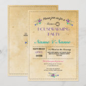 New Home Sweet HouseWarming Floral Key Cute Invite Kaart (Voorkant / Achterkant)