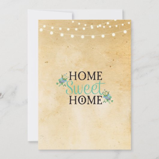 New Home Sweet HouseWarming Key Lights Nodig uit Kaart (Achterkant)