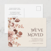 New Home Terracotta Blush Floral Moving Aankondigingskaart (Voorkant / Achterkant)