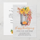 New Home Thanksgiving Floral Pumpkin Herfst Moving Aankondiging (Voorkant / Achterkant)