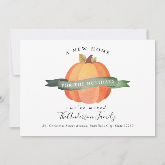 New Home Thanksgiving Pumpkin Moved Holiday Moving Aankondiging (Voorkant)