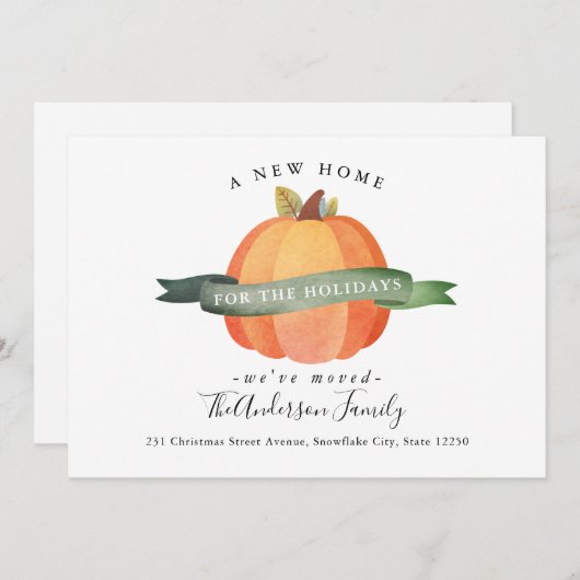 New Home Thanksgiving Pumpkin Moved Holiday Moving Aankondiging (Voorkant / Achterkant)