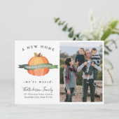 New Home Thanksgiving Pumpkin Photo Holiday Moveme Aankondiging (Staand voorkant)