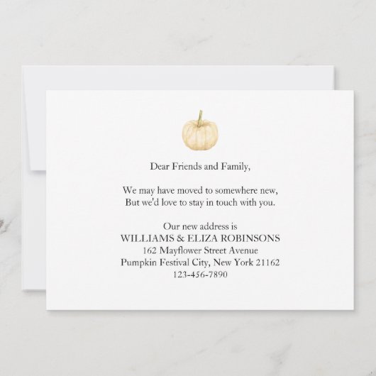 New Home Thanksgiving Pumpkin Photo Holiday Moveme Aankondiging (Achterkant)