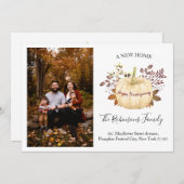 New Home Thanksgiving Pumpkin Photo Holiday Moveme Aankondiging (Voorkant / Achterkant)