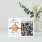 New Home Thanksgiving Pumpkin Photo Holiday Moveme Aankondigingskaart (Staand voorkant)