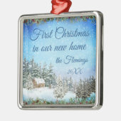 New Home Waterverf Scene Metalen Ornament (Links)