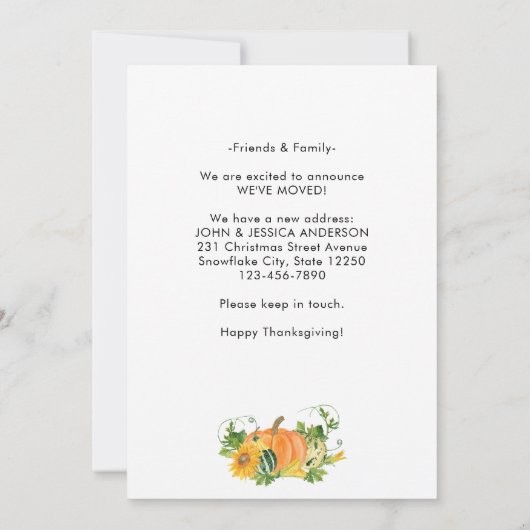 New Home We hebben Floral Pumpkin Herfst Moving Aankondiging (Achterkant)