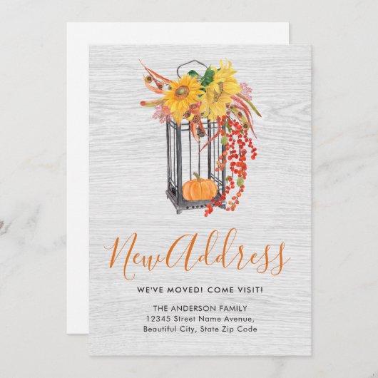 New Home We hebben Floral Pumpkin Herfst Moving Aankondiging (Voorkant / Achterkant)