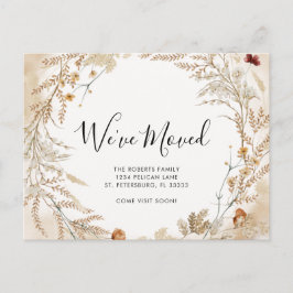 New Home Wildflower Foliage Wreatving Aankondigingskaart