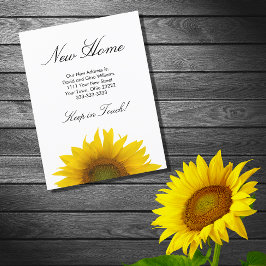 New Home Yellow Sunflower Rustic Aankondigingskaart