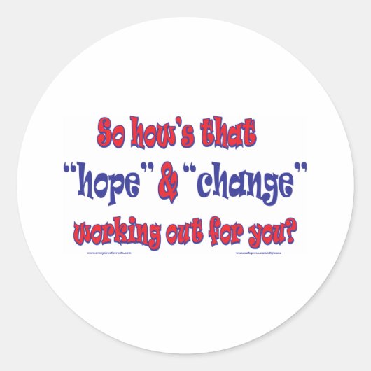NEW-HOPE-AND-CHANGE-Funky Script Ronde Sticker (Voorkant)