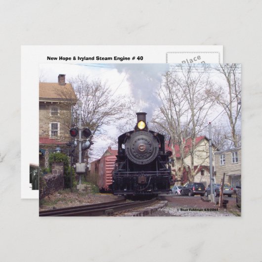 New Hope & Ivyland Steam Engine # 40 Briefkaart (Voorkant / Achterkant)