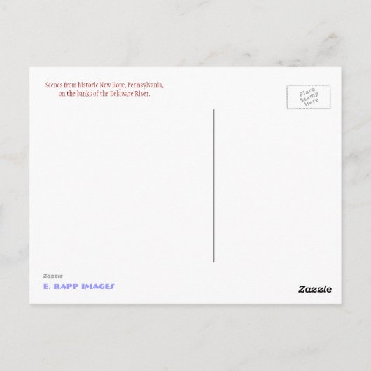 New Hope, Pennsylvania Briefkaart (Achterkant)