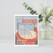 "New Horizons with Books"  Bibliotheek Poster Briefkaart (Staand voorkant)