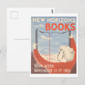 "New Horizons with Books"  Bibliotheek Poster Briefkaart (Voorkant / Achterkant)