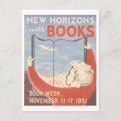 "New Horizons with Books"  Bibliotheek Poster Briefkaart (Voorkant)