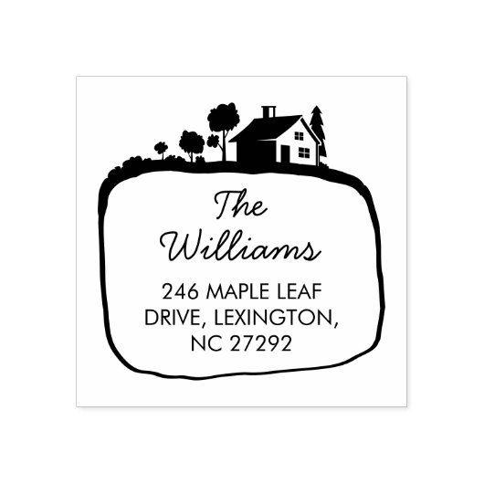 New House Address Announcement Rustic Garden Rubberstempel (Afrduk)