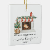 New House kerstversiering Waterverf Fireplace Keramisch Ornament (Rechts)