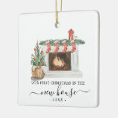 New House kerstversiering Waterverf Fireplace Keramisch Ornament (Links)