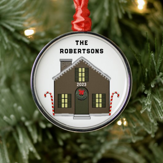 New House Metalen Ornament (Boom)