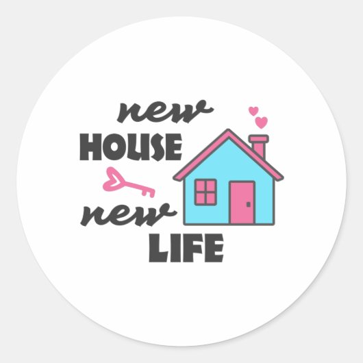 New House New Life Ronde Sticker (Voorkant)