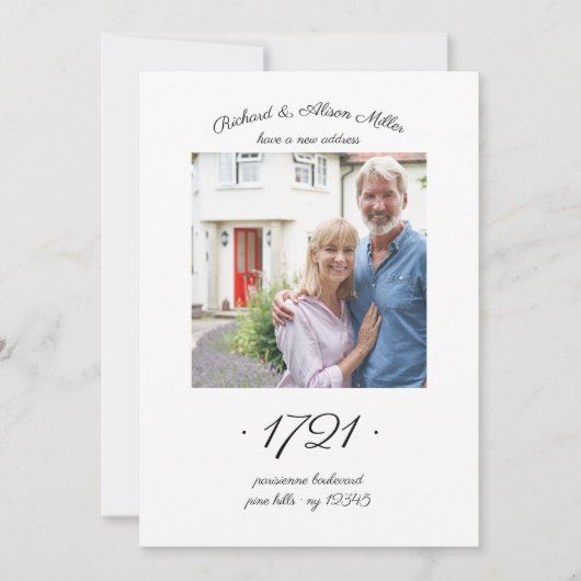 New House Number Elegant Photo Moving Aankondiging (Voorkant)