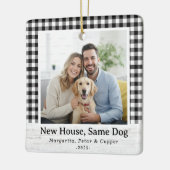 New House, Same Dog – Buffalo Check Square Photo Keramisch Ornament (Links)