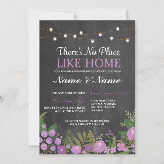 New House warming Sweet Home Key Chalkboard Invite Kaart (Voorkant)
