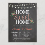 New Housewarming Sweet Home Key Chalkboard Invite Kaart<br><div class="desc">Cute,  elegant Home Sweet Home party nodigt uit. Ideaal voor een opwarming van de aarde,  House Party,  House Announcement,  BBQ,  etc. Verander gewoon de tekst die bij uw partij past.</div>