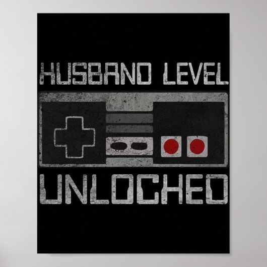 New Husband Level Unlocked Just Married Gamer Bach Poster (Voorkant)