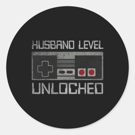 New Husband Level Unlocked Just Married Gamer Bach Ronde Sticker (Voorkant)