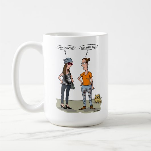 New jeans? No, new cat. Folded Greeting Card Koffiemok (Links)