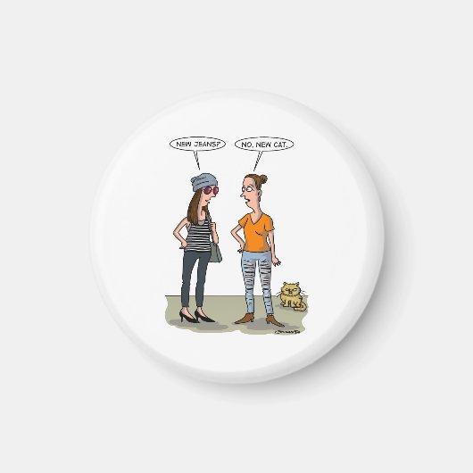 New jeans? No, new cat. Folded Greeting Card Magneet (Voorkant)