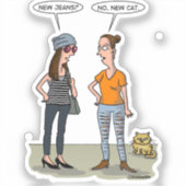 New jeans? No, new cat. Folded Greeting Card Sticker (Voorkant)