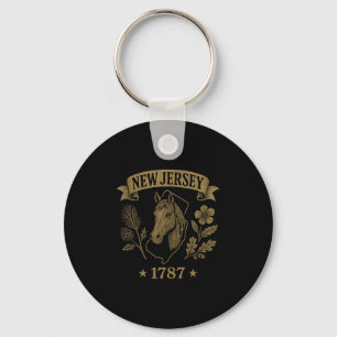 New Jersey 1787 Vintage Paard Eiken Pijn Natuur Er Sleutelhanger