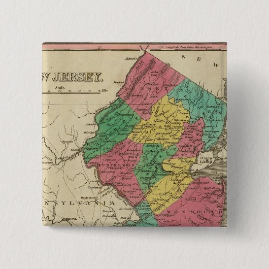 New Jersey 3 Vierkante Button 5,1 Cm (Voorkant)