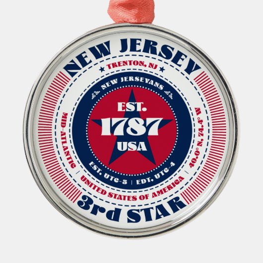 New Jersey 3e staat kerstversiering Metalen Ornament (Voorkant)