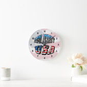 New Jersey Afbeelding and USA Text Clock Ronde Klok (Huis)