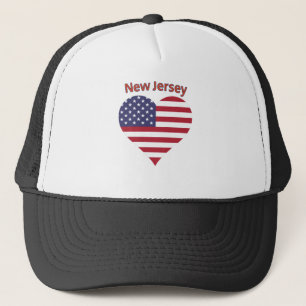 New Jersey American Flag Heart Trucker Pet