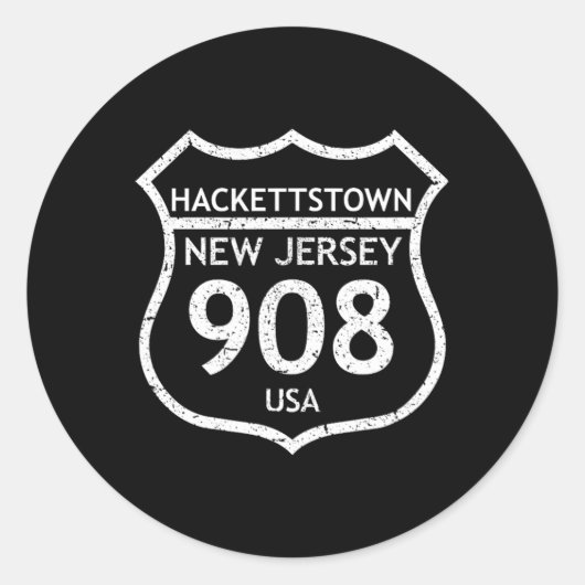 New Jersey Area Code 908 Hackettstown, Nj Home Sta Ronde Sticker (Voorkant)