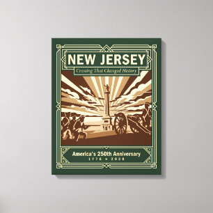New Jersey Art Deco Amerika 250ste verjaardag Canvas Afdruk