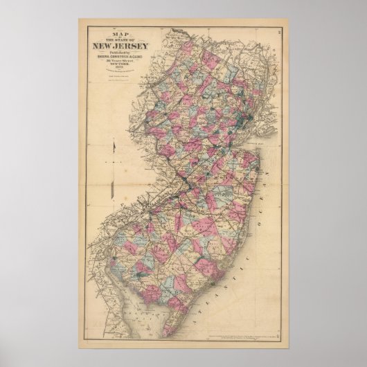 New Jersey Atlas-kaart Poster (Voorkant)