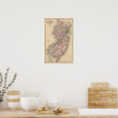 New Jersey Atlas-kaart Poster (Keuken)