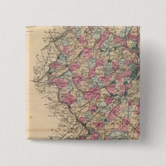 New Jersey Atlas-kaart Vierkante Button 5,1 Cm (Voorkant)