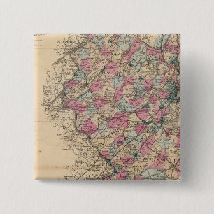 New Jersey Atlas-kaart Vierkante Button 5,1 Cm