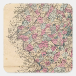 New Jersey Atlas-kaart Vierkante Sticker