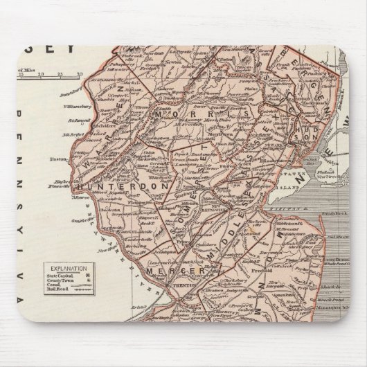 New Jersey Atlas Map Muismat (Voorkant)