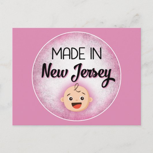New Jersey Baby Funny Pink New Girl Briefkaart (Voorkant)